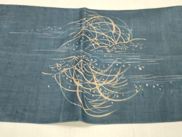 平和屋着物＊夏物 太鼓柄袋帯 作家物 草葉文 麻 逸品 DAAX0157cm