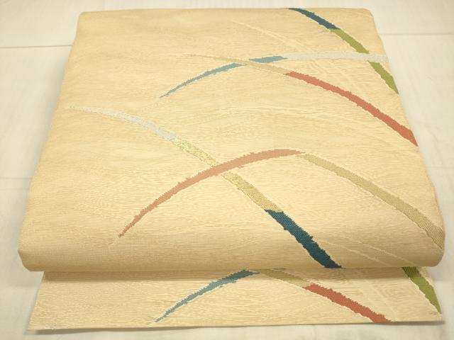 平和屋着物＊夏物 六通柄 本袋帯 草葉文 金糸 正絹 逸品 DAAV3724cm