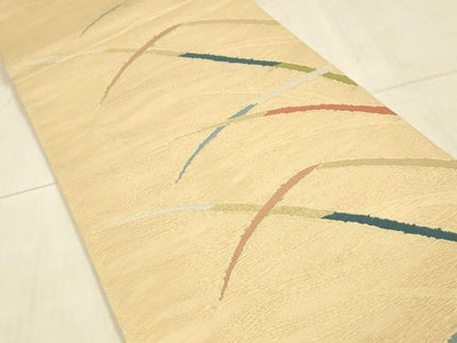 平和屋着物＊夏物 六通柄 本袋帯 草葉文 金糸 正絹 逸品 DAAV3724cm