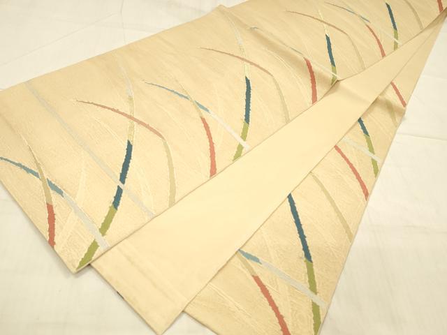 平和屋着物＊夏物 六通柄 本袋帯 草葉文 金糸 正絹 逸品 DAAV3724cm