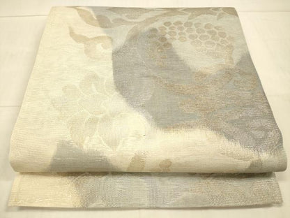 平和屋着物＊夏物　六通柄袋帯　南天更紗花文　金銀糸　正絹　逸品　DAAV3738cm