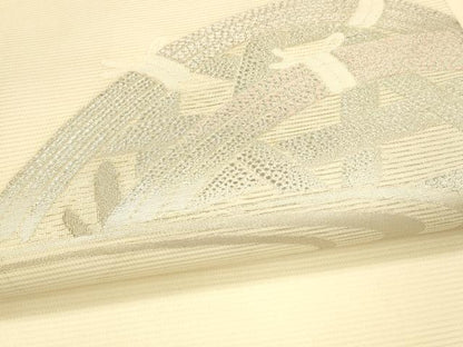 平和屋着物＊夏物　九寸名古屋帯　流水籬文　銀糸　正絹　逸品　DAAV3750cm