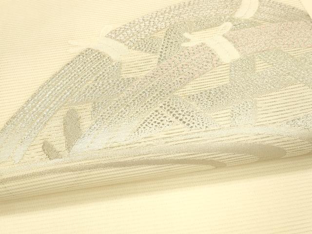 平和屋着物＊夏物　九寸名古屋帯　流水籬文　銀糸　正絹　逸品　DAAV3750cm