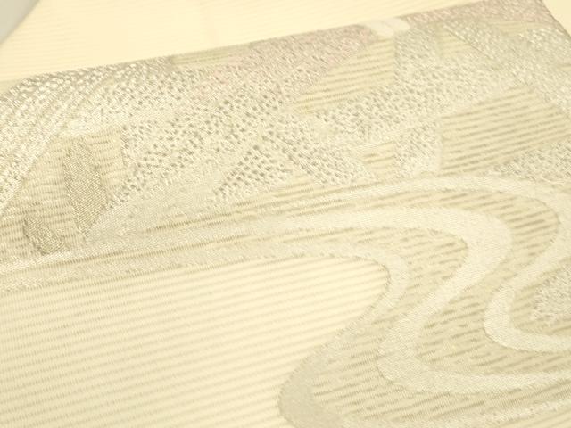 平和屋着物＊夏物　九寸名古屋帯　流水籬文　銀糸　正絹　逸品　DAAV3750cm