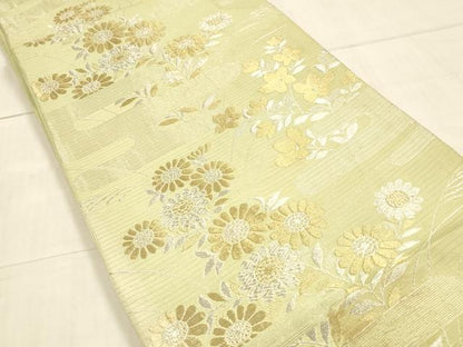 平和屋着物＊夏物　六通柄　京袋帯　草花文　金銀糸　正絹　逸品　DAAV3816cm