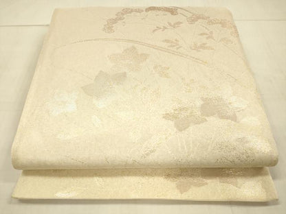 平和屋着物＊夏物　六通柄袋帯　草花文　金糸　正絹　逸品　DAAV3838cm