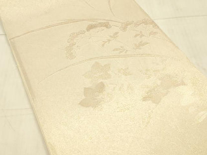 平和屋着物＊夏物　六通柄袋帯　草花文　金糸　正絹　逸品　DAAV3838cm