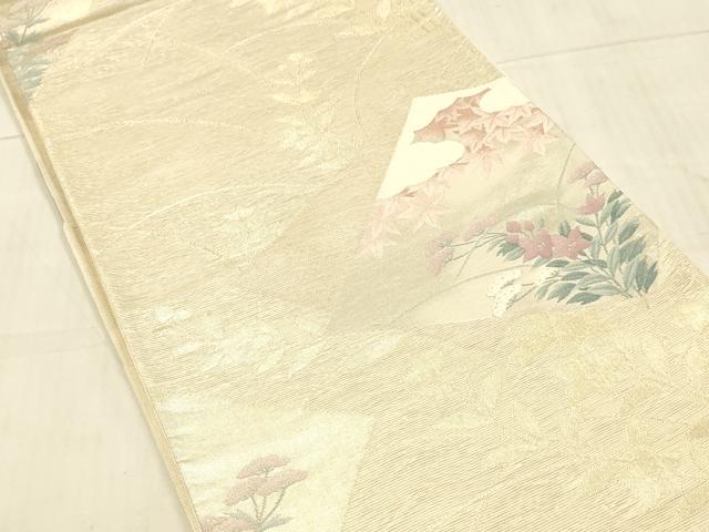 平和屋着物＊夏物　西陣　六通柄袋帯　桔梗に色紙　金糸　証紙付き　正絹　逸品　DAAV3872cm