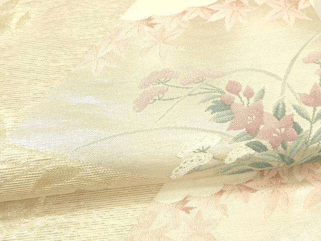 平和屋着物＊夏物　西陣　六通柄袋帯　桔梗に色紙　金糸　証紙付き　正絹　逸品　DAAV3872cm