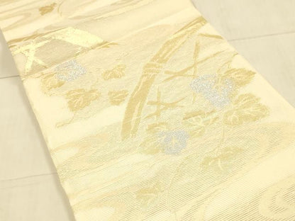 平和屋着物＊夏物　六通柄袋帯　風衣　流水籬蔦の葉文　金銀糸　正絹　逸品　DAAV3882cm
