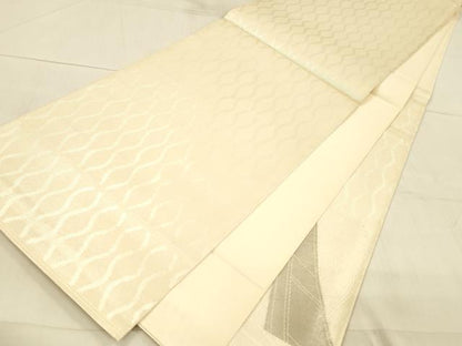 平和屋着物＊夏物　太鼓柄袋帯　流水舟文　銀糸　正絹　逸品　DAAV3889cm
