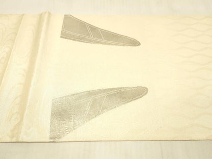 平和屋着物＊夏物　太鼓柄袋帯　流水舟文　銀糸　正絹　逸品　DAAV3889cm