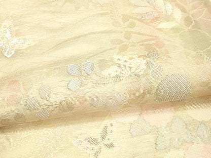 平和屋着物＊夏物　六通柄袋帯　花蝶文　金銀糸　正絹　逸品　DAAV3899cm