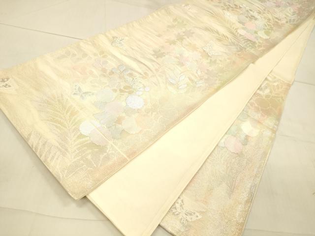 平和屋着物＊夏物　六通柄袋帯　花蝶文　金銀糸　正絹　逸品　DAAV3899cm