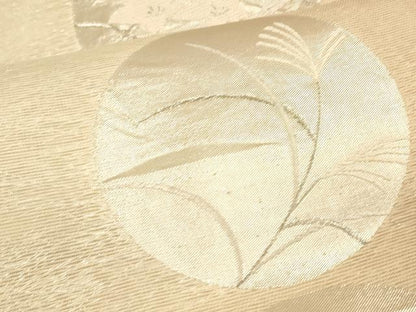 平和屋着物＊夏物　六通柄袋帯　唐織　草花文　銀糸　正絹　逸品　DAAV3900cm