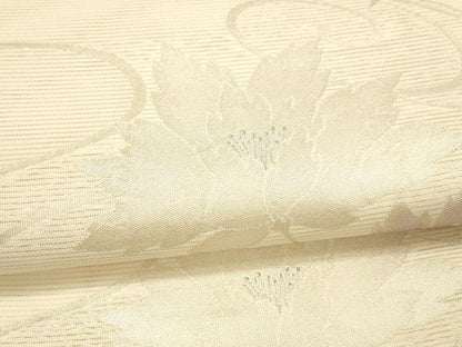 平和屋着物＊夏物　六通柄袋帯　流水草花文　銀糸　正絹　逸品　DAAV3936cm