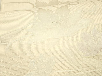 平和屋着物＊夏物　六通柄袋帯　流水草花文　銀糸　正絹　逸品　DAAV3936cm