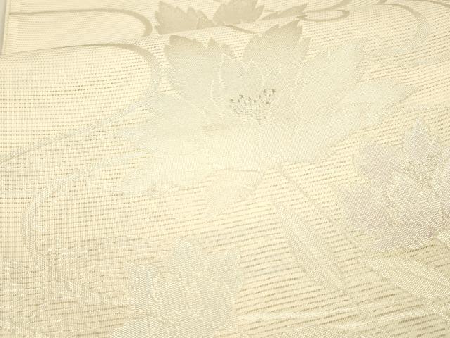 平和屋着物＊夏物　六通柄袋帯　流水草花文　銀糸　正絹　逸品　DAAV3936cm