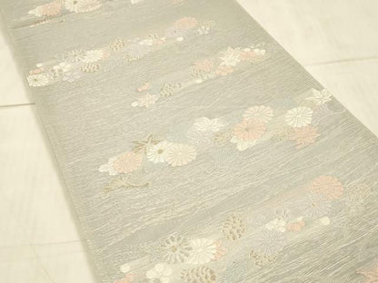 平和屋着物＊夏物　六通柄袋帯　すず風　草花文　金銀糸　正絹　逸品　DAAV3944cm