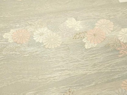 平和屋着物＊夏物　六通柄袋帯　すず風　草花文　金銀糸　正絹　逸品　DAAV3944cm