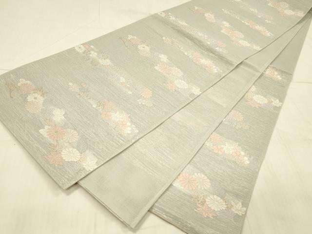 平和屋着物＊夏物　六通柄袋帯　すず風　草花文　金銀糸　正絹　逸品　DAAV3944cm