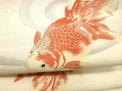 平和屋着物＊夏物 つけ帯 流水金魚文 銀糸 正絹 逸品 DAAV3986cm