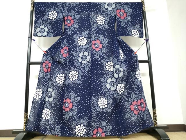 平和屋着物∴夏物 浴衣 有松鳴海絞り 草花文 綿 逸品 DAAV4021ud