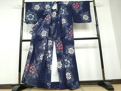 平和屋着物∴夏物 浴衣 有松鳴海絞り 草花文 綿 逸品 DAAV4021ud