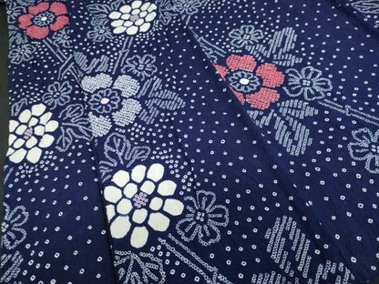 平和屋着物∴夏物 浴衣 有松鳴海絞り 草花文 綿 逸品 DAAV4021ud
