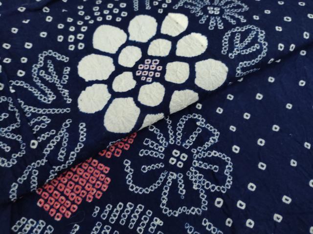 平和屋着物∴夏物 浴衣 有松鳴海絞り 草花文 綿 逸品 DAAV4021ud