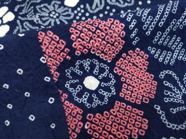 平和屋着物∴夏物 浴衣 有松鳴海絞り 草花文 綿 逸品 DAAV4021ud