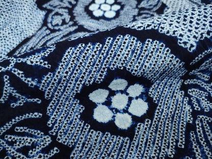 平和屋着物∴夏物 浴衣 有松鳴海絞り 舞花文 綿 逸品 DAAV4025ud