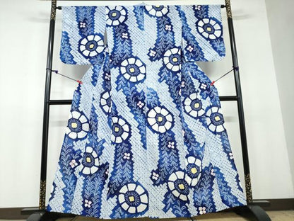平和屋着物∴夏物 浴衣 有松鳴海絞り 草花文 綿 逸品 DAAV4113ud