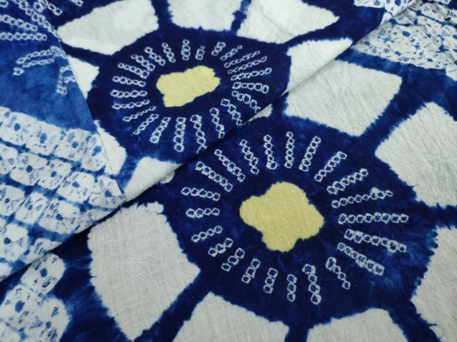 平和屋着物∴夏物 浴衣 有松鳴海絞り 草花文 綿 逸品 DAAV4113ud