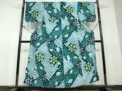 平和屋着物∴夏物 浴衣 有松鳴海絞り 草花文 綿 逸品 DAAV4117ud