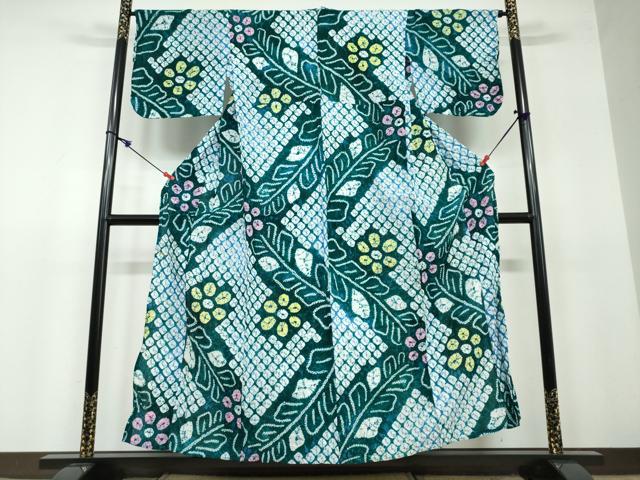 平和屋着物∴夏物 浴衣 有松鳴海絞り 草花文 綿 逸品 DAAV4117ud