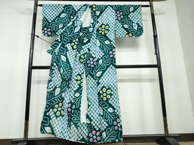 平和屋着物∴夏物 浴衣 有松鳴海絞り 草花文 綿 逸品 DAAV4117ud