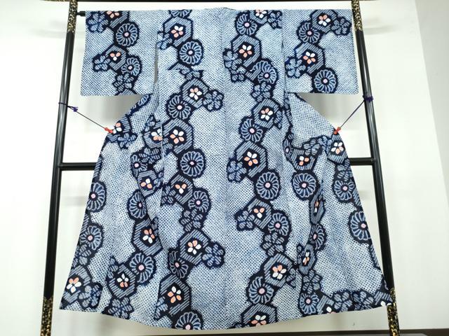 平和屋着物∴夏物　浴衣　有松鳴海絞り　草花文　綿　逸品　DAAV4132ud