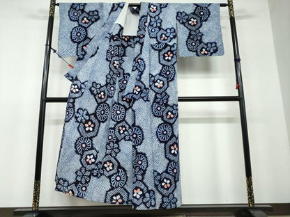 平和屋着物∴夏物　浴衣　有松鳴海絞り　草花文　綿　逸品　DAAV4132ud