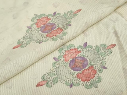 平和屋着物＊夏物 小紋 絽 草花文 正絹 逸品 DAAV4155ud
