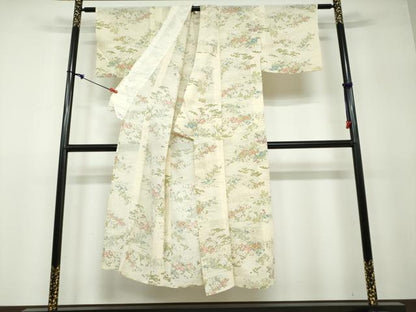 平和屋着物＊夏物　小紋　絽　風景草花文　正絹　逸品　DAAV4273ud