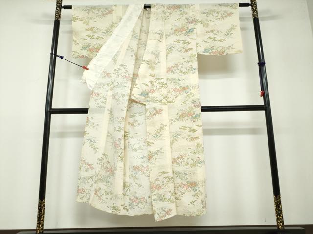 平和屋着物＊夏物　小紋　絽　風景草花文　正絹　逸品　DAAV4273ud