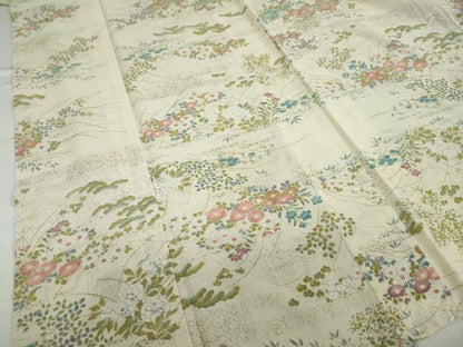 平和屋着物＊夏物　小紋　絽　風景草花文　正絹　逸品　DAAV4273ud