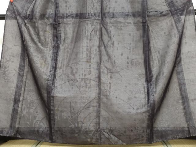 平和屋着物▽訪問着 単衣 紗袷 紗×紗 草花文 正絹 逸品 DAAV4455ud