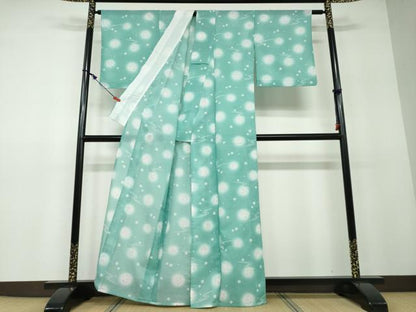 平和屋着物＊夏物 小紋 絽 流水草花文 舞桜 蛍暈し 洗える着物 DAAV4616ud