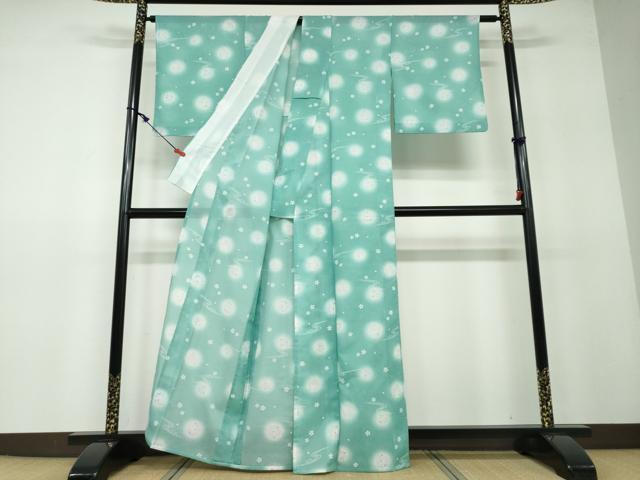 平和屋着物＊夏物 小紋 絽 流水草花文 舞桜 蛍暈し 洗える着物 DAAV4616ud