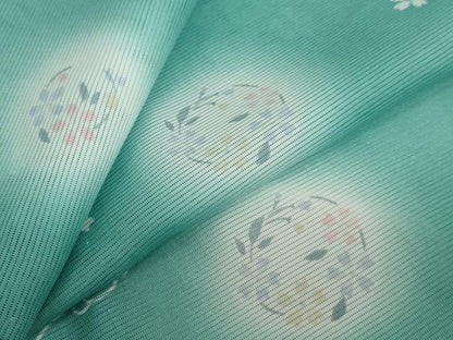 平和屋着物＊夏物 小紋 絽 流水草花文 舞桜 蛍暈し 洗える着物 DAAV4616ud