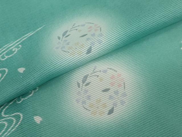 平和屋着物＊夏物 小紋 絽 流水草花文 舞桜 蛍暈し 洗える着物 DAAV4616ud