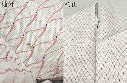 平和屋着物＊夏物　小紋　絽　変わり格子文　洗える着物　DAAV4655ud