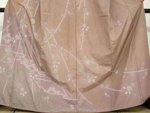 平和屋着物●訪問着 絞り 枝花文 金彩 正絹 逸品 DAAV4833ud